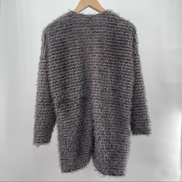 ASTARS Cupcakes Cardigan Blush Pink Gray Stripe Eyelash Pockets Long Size Small - Picture 6 of 14